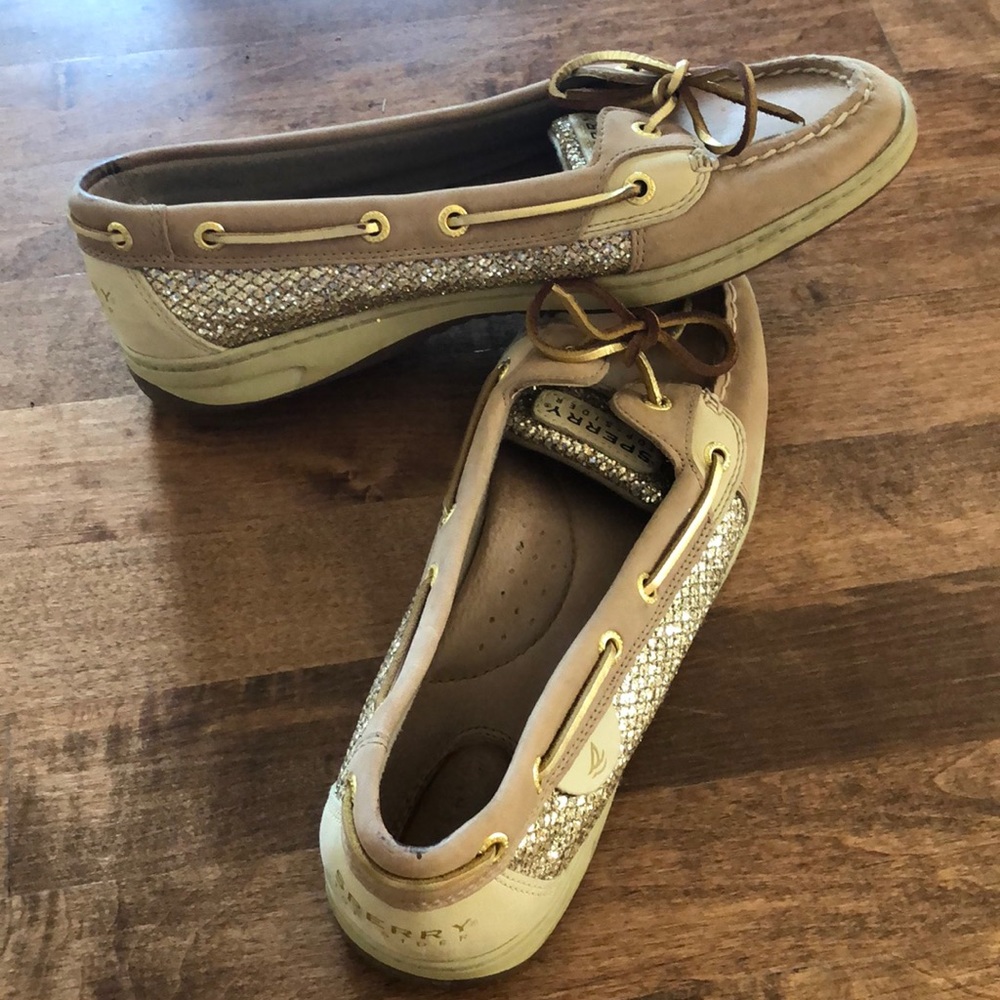 Sperry Topsider Boat Shoes Gold Sequins
